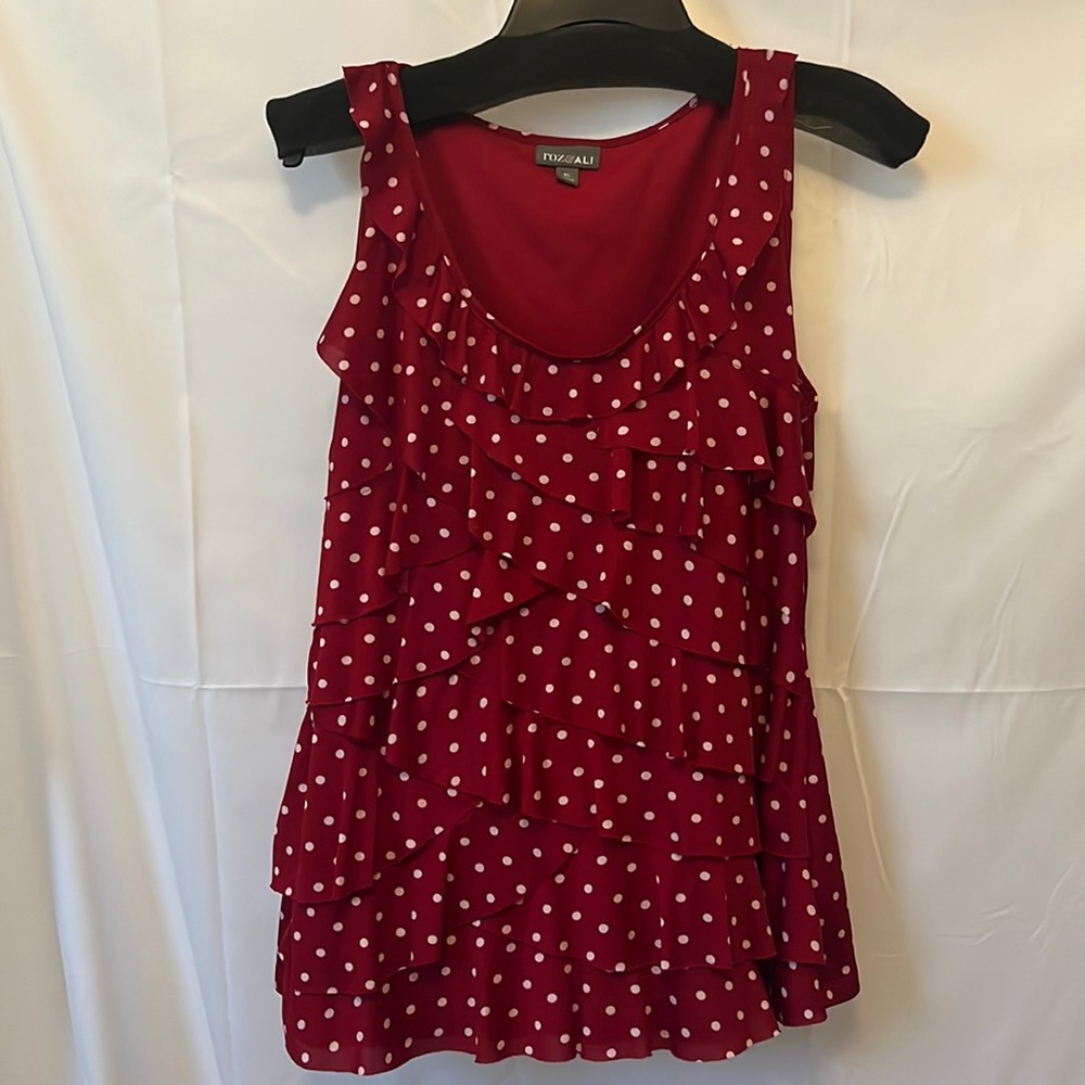 Roz & Ali Red Polka Dot Tank Top XL
